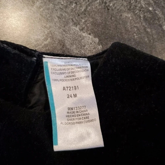 24m, Sol La Vita- Black and White Velvet Stripe Baby Dress - Picture 9 of 9